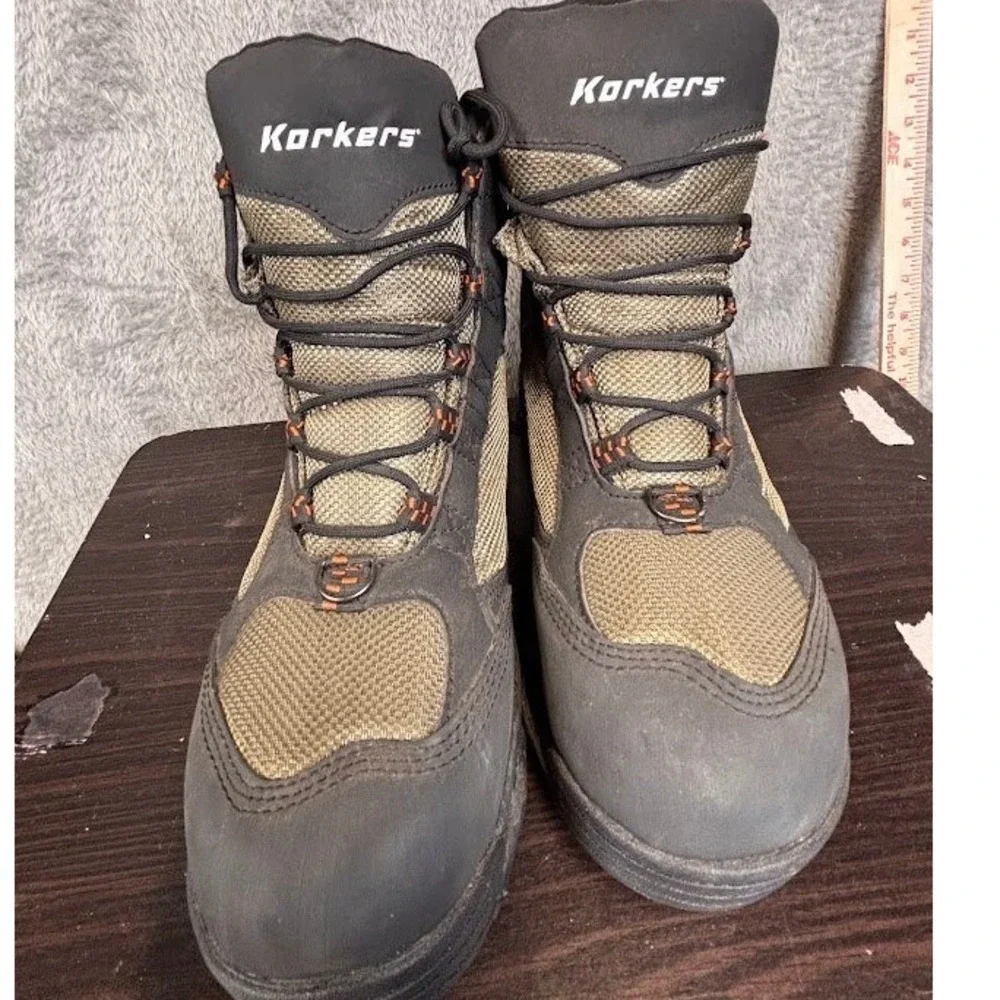 Korkers Greenback Wading Boots Mens 10 FB4801 Olive Black Kling-On Soles